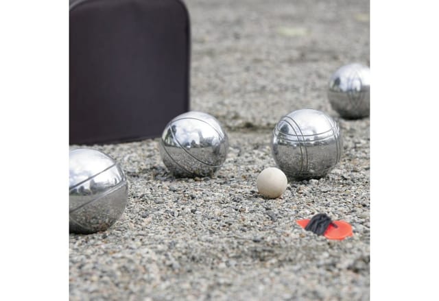 Relaxdays Boule Set Stahl Silber mit Tragetasche 7 cm 3 kg