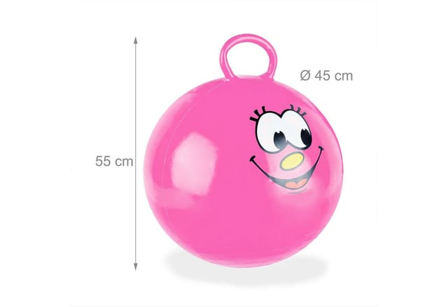 Relaxdays Hüpfball PVC Pink Mit Griff 55 cm x 45 cm 0,4 kg