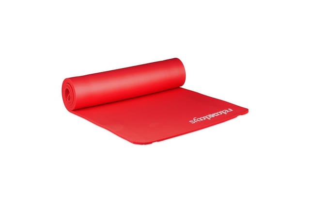 Relaxdays Yogamatte Kautschuk Rot Einfarbig 1 cm 60 cm x 180 cm 900 g