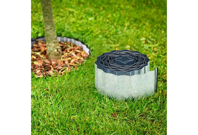 Relaxdays Rasenkante Eisen Silber Verzinkt Flexibel 16 cm x 600 cm 2 kg