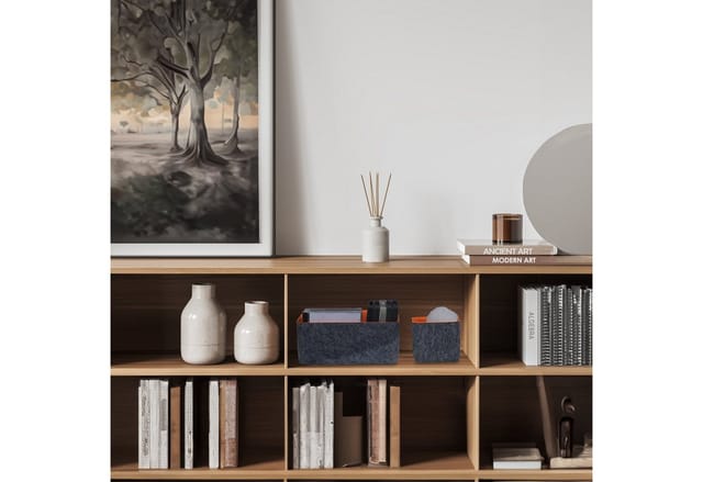 Relaxdays Schubladen Organizer Filz Dunkelgrau Orange 5-teilig 25 cm x 25 cm x 10,5 cm