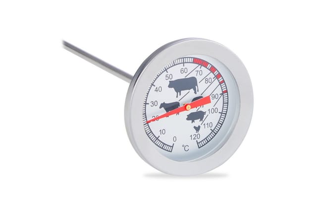 Relaxdays Einstichthermometer Edelstahl Analog Ofenfest Hitzebeständig 21 cm x 5,5 cm x 5,5 cm 0,035 kg