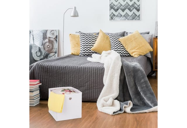 Relaxdays Faltbox 4er Set Polyester Schwarz Zusammenfaltbar 30 cm x 30 cm x 30 cm