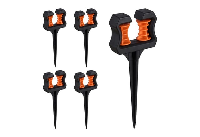 Relaxdays Schlauchführung mit Erdanker 5er Set ABS-Kunststoff Schwarz Orange 26 cm x 10 cm x 3 cm 90 g