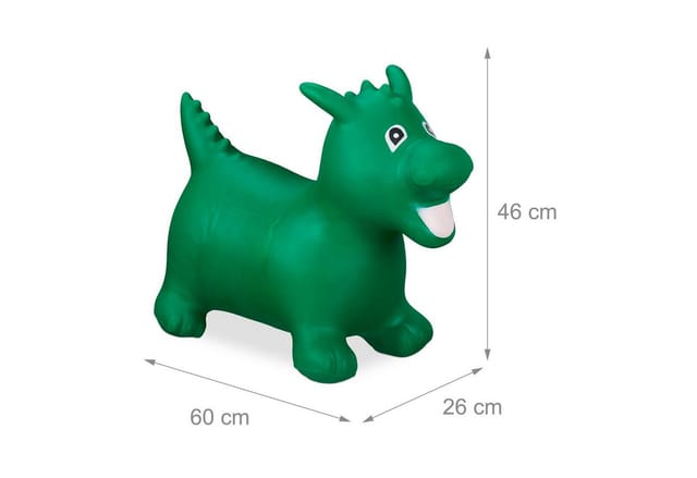Relaxdays Hüpftier Drache PVC Grün BPA Frei 46 cm x 26 cm x 60 cm 1,3 kg
