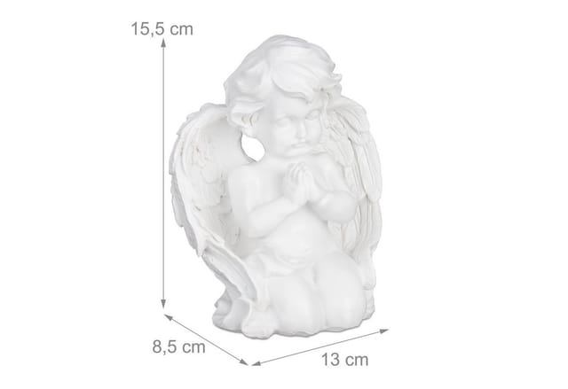 Relaxdays Grabengel Polyresin Weiß Wetterfest Frostfest 15,5 cm x 13 cm x 8,5 cm 0,3 kg