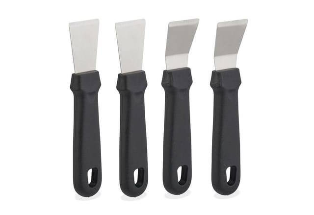 Relaxdays Reinigungsschaber Edelstahl Schwarz Silber 4er Set 17,5 cm x 4 cm x 1,5 cm 60 g