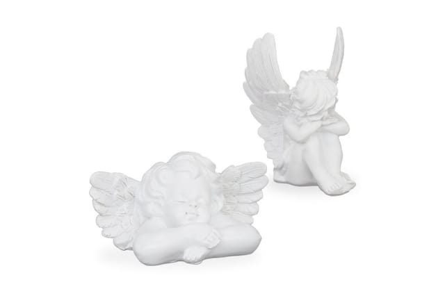 Relaxdays Grabengel 2er Set Polyresin Weiß Frostbeständig UV-Beständig 10 cm x 7,5 cm x 6 cm 6 cm x 12,5 cm x 7,5 cm 0,1 kg