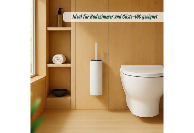 Relaxdays Toilettenbürste Edelstahl Kunststoff Weiß Wandmontage Selbstklebend 36,5 cm x 9 cm x 11 cm 0,7 kg
