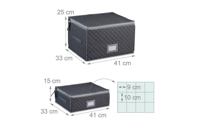 Relaxdays Aufbewahrungsbox für Geschirr Polyester Grau 6er Set