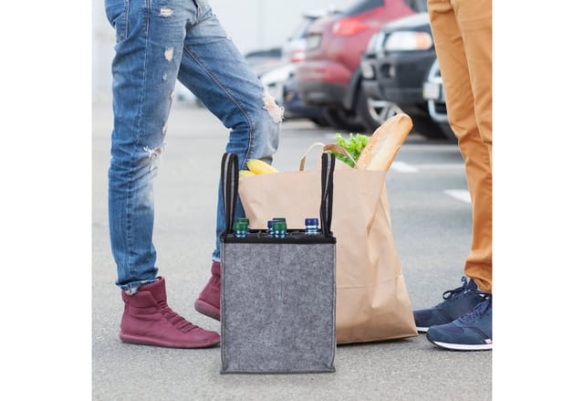 Relaxdays Flaschentasche Filz Anthrazit für 9 Flaschen 45 cm x 24 cm x 24 cm 300 g