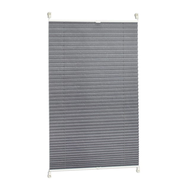 Relaxdays Plissee Rollo Polyester Grau Halbtransparent Ohne Bohren 100 cm x 130 cm