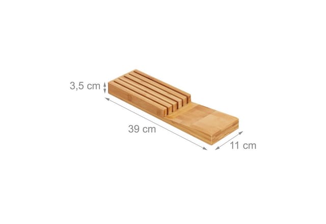 Relaxdays Messerorganizer Bambus Natur Schubladengeeignet für 5 Messer 3,5 cm x 11 cm x 39 cm 0,82 kg