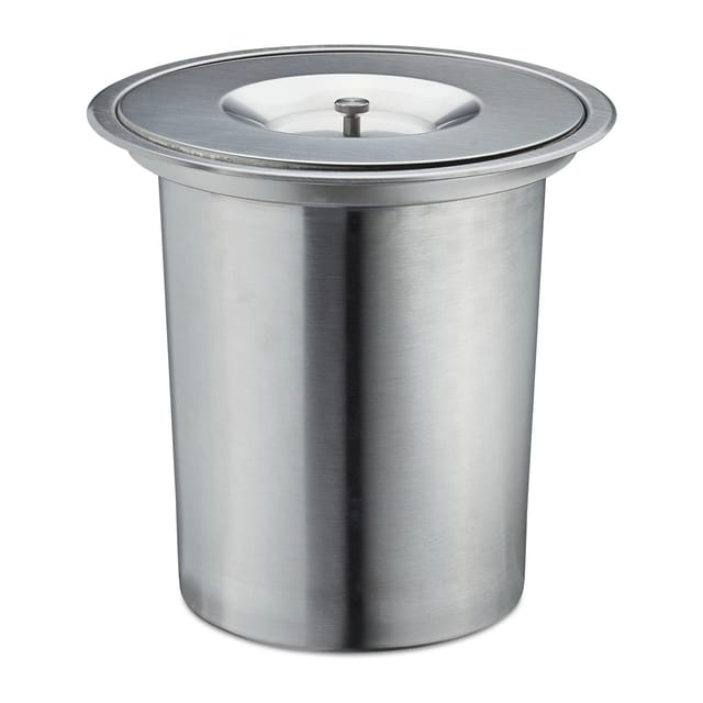 Relaxdays Einbauabfalleimer Edelstahl mit Deckel Silber 8, 25 cm x 27 cm