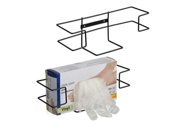Relaxdays Handschuhspender Eisen Schwarz 2er Set Wandmontage 9,5 cm x 28 cm x 9,5 cm