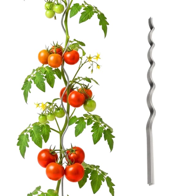 Relaxdays Tomaten Spiralstab Stahl Silber Wetterfest 170 cm 20er Pack