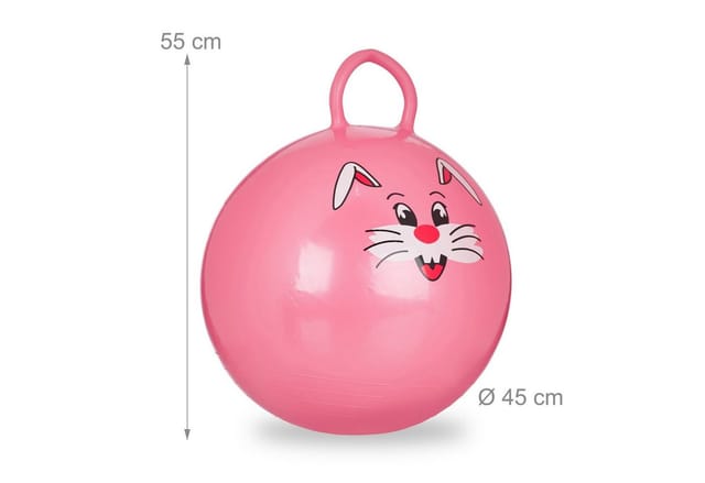 Relaxdays Hüpfball Kinder PVC Pink Mit Griff 55 cm x 45 cm 0,4 kg
