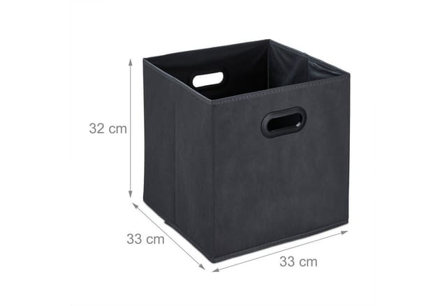 Relaxdays Aufbewahrungsbox 4er Set Vlies Anthrazit Faltbar 32 cm x 33 cm x 33 cm