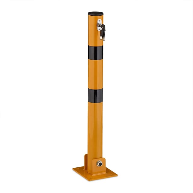 Relaxdays Absperrpfosten Stahl Gelb Schwarz Klappbar 65 cm x 15 cm x 13 cm 3,5 kg