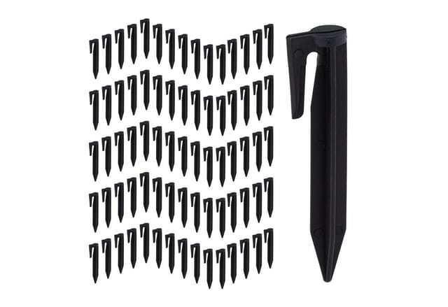 Relaxdays Erdhaken Kunststoff Schwarz 100er Set für Begrenzungskabel 8,5 cm x 2 cm x 1 cm 0,3 kg