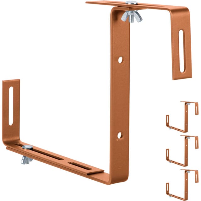 Relaxdays Blumenkastenhalter 4er Set Metall Hellbraun Verstellbar Ohne Bohren 17 x 2 cm 1,2 kg