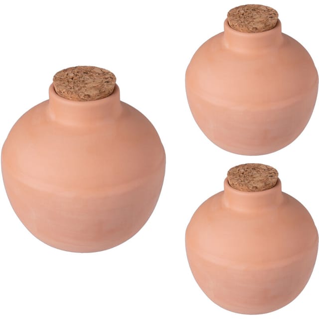 Relaxdays Ollas Keramik Terrakotta 3er Set 800 ml 13 cm x 14 cm 430 g