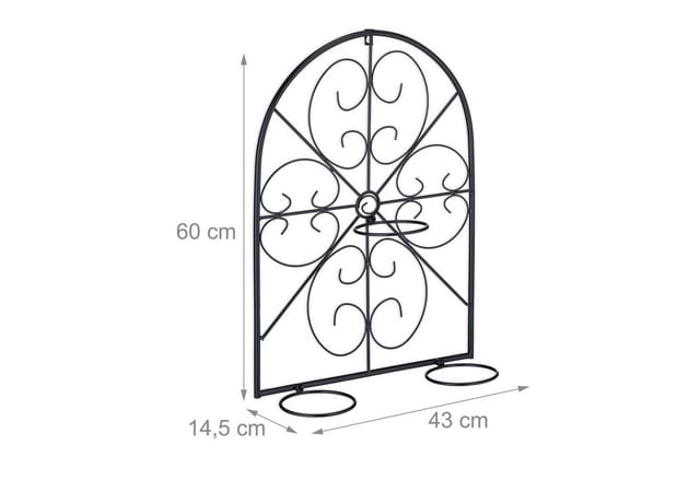 Relaxdays Wandblumentopfhalter Eisen Schwarz mit 3 Ringen 60 cm x 43 cm x 14,5 cm 1 kg