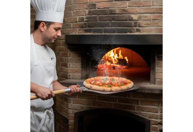 Relaxdays Pizzaschieber Aluminium Eichenholz Silber Perforiert Längenverstellbar 132 cm x 30,5 cm 0,8 kg