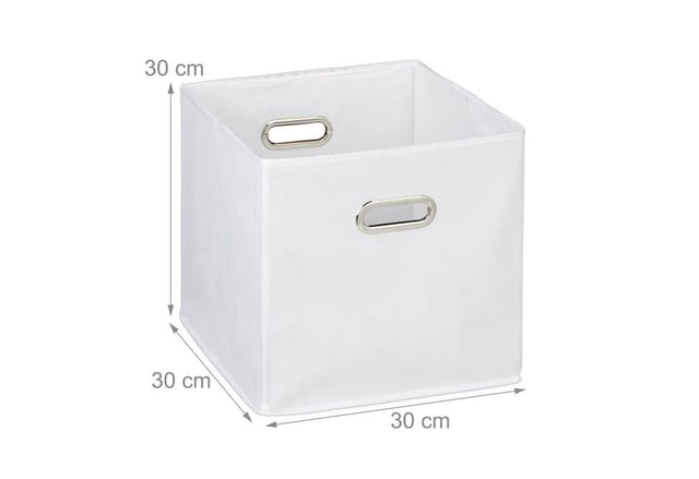 Relaxdays Aufbewahrungsbox 4er Set Polyester Weiß Faltbar 30 cm x 30 cm x 30 cm