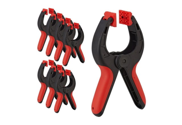 Relaxdays Klemmzwingen 8er Set Nylon TPR-Kunststoff Schwarz Rot Rutschfest 16 cm x 12 cm x 3 cm
