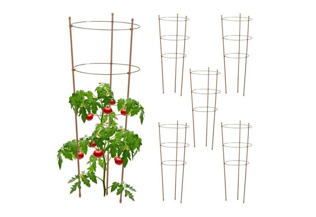 Relaxdays Rankhilfe 6er Set Eisen Kunststoff Braun Höhenverstellbar 76 cm x 28 cm 130 g