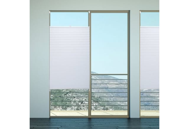 Relaxdays Plissee Rollo Polyester Weiß Halbtransparent Ohne Bohren 90 cm x 210 cm