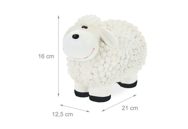 Relaxdays Gartenfigur Schaf Polyresin Weiß Wetterfest 16 cm x 21 cm x 12,5 cm 0,8 kg