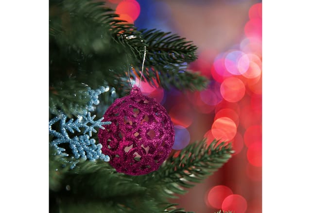 Relaxdays Weihnachtskugeln im 50er Set Polystyrol Pink Glänzend Matt Glitzernd