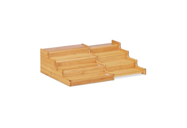 Relaxdays Gewürzregal Bambus Ausziehbar 4 Ebenen 11 cm x 38,5 cm x 28 cm 1 kg