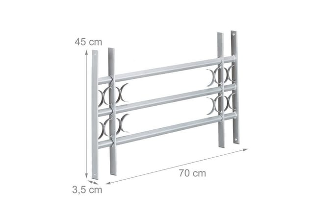 Relaxdays Fenstergitter Stahl Grau Ausziehbar Einbruchschutz 45 cm x 70-105 cm