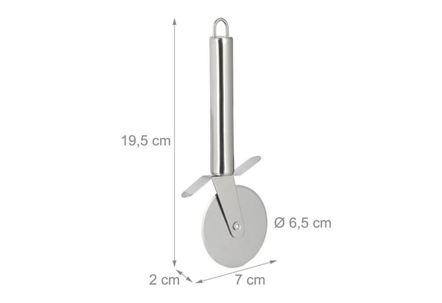 Relaxdays Pizzaschneider 3er Set Edelstahl Silber Spülmaschinengeeignet 19,5 cm x 7 cm x 2 cm 50 g