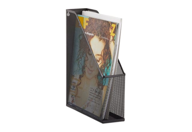 Relaxdays Stehsammler A4 Metallgeflecht Schwarz Zur Wandmontage 31,5 cm x 7,2 cm x 25 cm 420 g