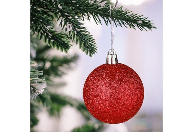 Relaxdays Weihnachtskugeln Polystyrol Rot 100er Set mit Aufbewahrungsbox