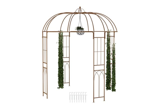 Relaxdays Rosenpavillon Metall Bronze Pulverbeschichtet Wetterfest 269 cm x 211 cm x 211 cm 13,5 kg