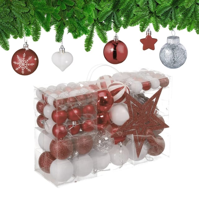 Relaxdays Weihnachtskugeln Kunststoff Braun Matt Glänzend Glitzernd 101er Set