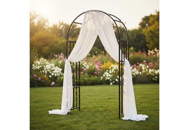 Relaxdays Rosenbogen Eisen Schwarz Wetterfest 206 cm x 114 cm x 50 cm