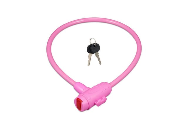 Relaxdays Fahrradschloss Kunststoff Stahl Messing Pink Mit Schlüssel 70 cm 160 g