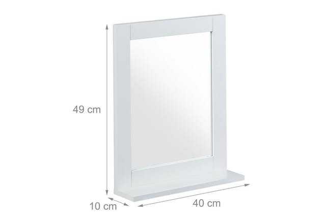 Relaxdays Wandspiegel MDF Glas Weiß mit Ablage 49 cm x 40 cm x 10 cm 2,3 kg