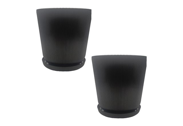 Relaxdays Blumentopf mit Untersetzer 2er Set Kunststoff Schwarz Stoßfest Farbecht 20 cm x ø 20 cm