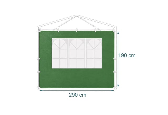 Relaxdays Pavillon Seitenteile 2er Set PE Folie Grün Wasserabweisend Sichtfenster 190 cm x 290 cm x 0,5 cm 0,4 kg
