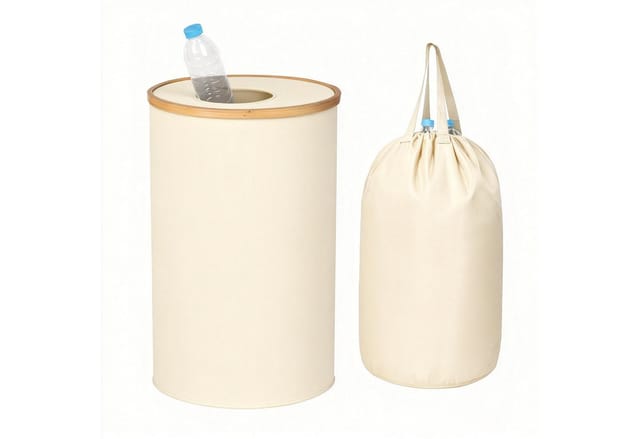 Relaxdays Pfandflaschen Sammelbehälter Baumwolle Beige Waschbar 100, 75 cm x 40 cm 1,3 kg