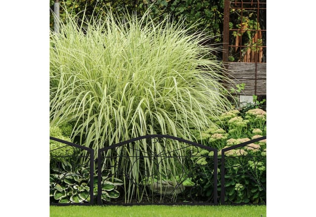 Relaxdays Beetzaun Eisen Schwarz 4-teilig Antik 47 cm x 225 cm x 1,5 cm 3 kg