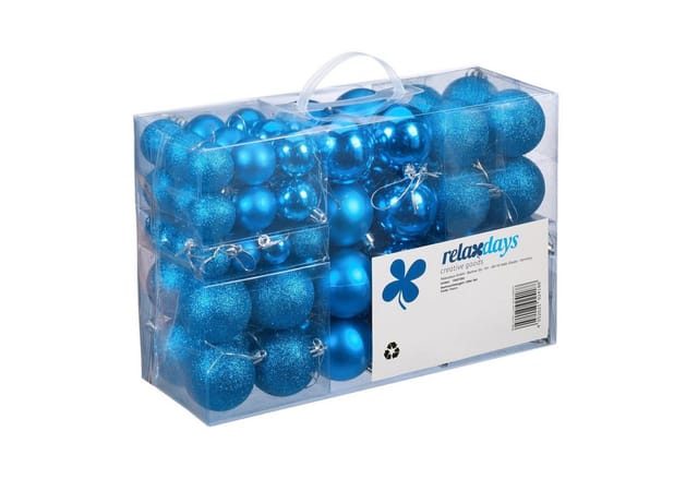 Relaxdays Christbaumkugeln 100er Set Kunststoff Petrol Glänzend Matt Glitzernd 3 Größen 4 cm bis 7 cm