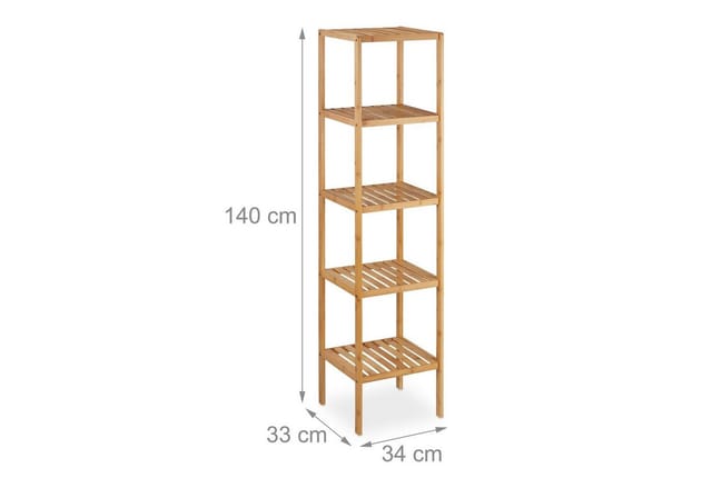 Relaxdays Badregal Bambus Natur 5 Ablagen 140 cm x 34 cm x 33 cm